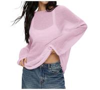 Oversized Jumper Women, Women's Oversized Summer Knit Top Long Sleeve Sheer Mesh Loose Fit Beach Pullover Sweater Shirt