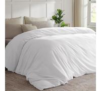 Oversized King Duvet Cover 120''x98'', Only One Piece Extra Large Ultra Soft Microfiber White Bedding Duvet Cover for All Season - Zipper Closure & 8 Corner Ties (White, Super King 120x98 inches)