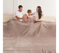 Oversized King Fleece Blanket 120x138 Inches, Seamless Soft Cozy 3D Jacquard Flannel Blanket 10'x11.5' Extra Large for Bed, Sofa, Couch, Travel & Camping, California King Throw, Light Camel - Waffle