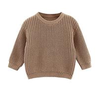 Oversized Knitted Jumper Toddler Baby Boy Girl Warm Sweater Long Sleeve Crew Neck Solid Color Knitted Pullovers Tops Knit Jumpers Sweatshirt Chunky Knitwear Fall Winter Clothes Outfits