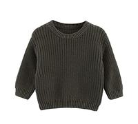 Oversized Knitted Jumper Toddler Baby Boy Girl Warm Sweater Long Sleeve Crew Neck Solid Color Knitted Pullovers Tops Knit Jumpers Sweatshirt Chunky Knitwear Fall Winter Clothes Outfits