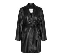 Oversized Leather Coat with Saddle Sleeves - female - ENVELOPE 1976 - Belted Coats - Black - L - Coats L