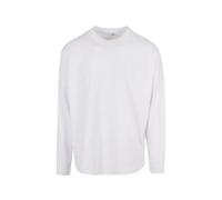 Build Your Brand Men's Oversized Cut, Long Sleeve T-Shirt, White, XXL