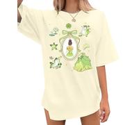 Oversized Magical Shirt Women Princess T-Shirt Magic Kingdom Shirts Family Vacation Castle Tee Tops, Apricot B, L