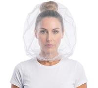 Oversized Makeup Protector Hood, Guards Hair & Makeup While Dressing, Nylon Chiffon, Light & Airy, Zip Closure, Machine Washable, White, 1 Pcs