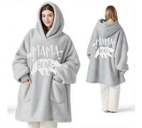 Oversized Mama Bear Wearable Hoodie Blanket, Ultra Soft Sherpa Fleece Oodies Warm & Cozy, Large Front Pocket, Birthday Gift for Mum, Gift for Wife from Husband