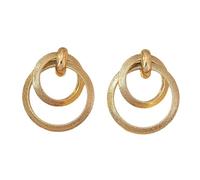 Oversized Matte Double-Circle Hoop Earrings Textured Double-Ring Ear Stud Retro Layered Statement Accessory for Women Suitable for Vacations, Work and Daily Life