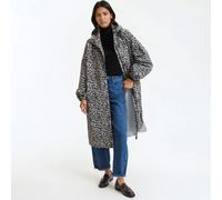Oversized Maxi Windbreaker Hooded with Print leopard print