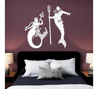 Oversized Minimalist Abstract Metal Wall Art, Oversized Home Wall Decor, Mermaid Queen,Merman King,Coastal Artwork for Walls, Ocean Themed Party ations, Nursery,Living Room Bedroom (White,