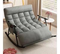 Oversized Modern Rocking Chair - Comfy Upholstered Wide Rocker Double Recliner for Living Room or Nursery - Stylish Indoor Rocker for Adults