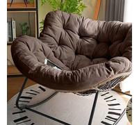 Oversized Modern Rocking Chair & Footstool Set Comfortable Upholstered Recliner for Patio Thick Cushioned Lounge Chair in Coffee Color - Perfect for Relaxation