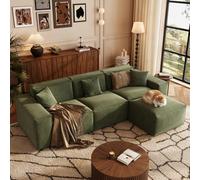 Oversized Modular Sectional Sofa Set 25" Deep Velvet Couch with Reversible Ottoman 3 Seats Big Comfy Cloud Sofa in GreenPerfect Comfort