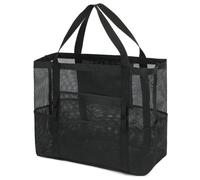 Oversized Multifunctional Mesh Beach Bag,Reasonable Partition Design,Soft and Easy To Store,A Must-have Beach Accessory for Vacation Travel. (Black*1)