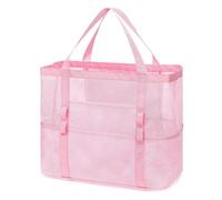 Oversized Multifunctional Mesh Beach Bag,Reasonable Partition Design,Soft and Easy To Store,A Must-have Beach Accessory for Vacation Travel. (Pink*1)
