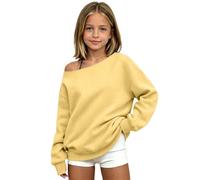 Oversized One Shoulder Sweatshirt for Girls Off the Shoulder Pollover | Kids Long Sleeve Plain Loose Fit Oberteil Y2k Streetwear Sport Top Teenagers Cute Casual Soft Cotton Coat