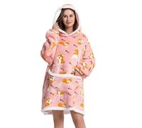 Oversized Orange Corgi Comfy Wearable Blanket, Big Sherpa Fleece Animal TV Hoodie Sweatshirt, Christmas Gifts for Adults Women Girls Teens