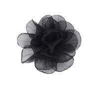 Oversized Organza Rose Flower Brooch, 19cm Large Fabric Floral Lapel Pin - Exaggerated Dramatic Wedding & Banquet Corsage, Elegant Statement Accessory for Women (Black)