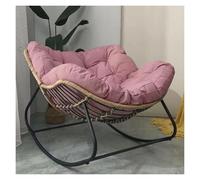 Oversized Outdoor Rocking Chair Lounge Chair with Cushions for Indoor Reading Patio Garden Veranda - Stylish Black & Pink Design
