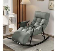 Oversized Outdoor Rocking Recliner with Adjustable Backrest and Footrest for Indoor and Outdoor Use in Living Room, Balcony, Garden