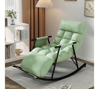 Oversized Outdoor Rocking Recliner with Adjustable Backrest and Footrest for Indoor and Outdoor Use in Living Room, Balcony, Garden