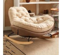 Oversized Penguin Sd Relax Rocking Chair with Ottoman Upholstered Glider for Living Room Nursery & Bedroom Padded Cush for Ultimate Comfort (Brown)
