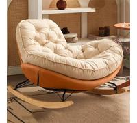 Oversized Penguin-Sd Rocking Chair with Ottoman Upholstered Glider for Living Room Nursery Bedroom - Padded Seat Loun Chair ()