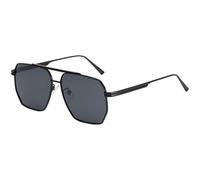 Oversized Polygonal Polarized Sunglasses, Retro Black Frame Grey Lens Sun Glasses for Women Men, Sun Protection, Vintage Double Bridge, Includes Leather Box and Cloth
