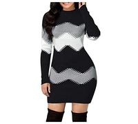 Oversized Pullover Women Long Double Womens Front Dress Style Breasted Women's Dress Winter Sweater Dress Black