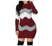 Oversized Pullover Women Long Double Womens Front Dress Style Breasted Women's Dress Winter Sweater Dress Wine