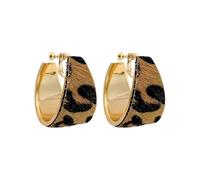 Oversized Retro Leopard Pattern Circular Earrings Artistic Geometric Ear Accessories Statement Jewelry Her Versatile