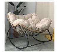 Oversized Rocking Chair for Outdoor & Indoor Cozy Reading Chair with Cushions for Patio Garden Living Room Black & Beige - Perfect Lounge Furniture