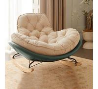 Oversized Rocking Chair with Ottoman - Upholstered Glider for Living Room & Nursery, table Penguin Design, Cushed Seat, Slish Green Accent Chair