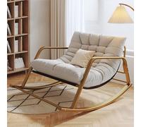 Oversized Rocking Chairs for Patio & Living Room - High Backrest 180KG Capacity Modern Lounge Armchair with Iron Frame - Comfortable Grey Design for Bedroom & Outdoor Use