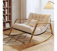 Oversized Rocking Chairs for Patio & Living Room - High Backrest 180KG Support Modern Lounge Armchair Iron Frame Stylish Comfort (White Grey)