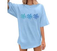 Oversized Sea Turtle Shirts Women Ocean Animal Hawaiian Tshirts Graphic Casual Summer Beach Vacation Tees Tops 2025