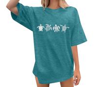 Oversized Sea Turtle Shirts Women Ocean Animal Hawaiian Tshirts Graphic Casual Summer Beach Vacation Tees Tops 2025