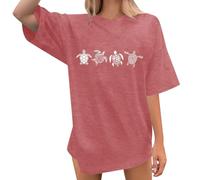 Oversized Sea Turtle Shirts Women Ocean Animal Hawaiian Tshirts Graphic Casual Summer Beach Vacation Tees Tops 2025
