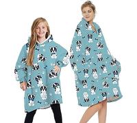 Oversized Sherpa Hoodie Fluffy Fleece Soft Warm Comfortable Blanket Sweatshirt Hooded Blanket with Big Front Pocket for Women and Men