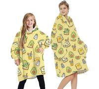 Oversized Sherpa Hoodie Fluffy Fleece Soft Warm Comfortable Blanket Sweatshirt Hooded Blanket with Big Front Pocket for Women and Men Toast