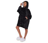 Oversized Sherpa Hoodie, Wearable Hoodie Sweatshirt Blanket, Super Soft Warm Comfortable Blanket Hoodie, One Size Fits All, Men, Women, Girls, Boys, Friends (Black)