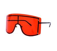 Oversized Shield Sunglasses for Women - UV Protection, Flat Top Futuristic Design, Lightweight & Comfortable - Perfect for Driving, Beach & Fashion Statement sunglasses (Red)