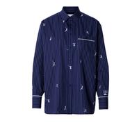 Oversized Shirt with Jacquard Motifs - female - Lacoste - Shirts - Blue - 2XS - Blouses & Shirts 2XS