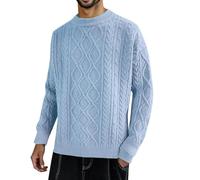 Oversized Short Sleeve Sweater Solid Vintage Pullover Top Knitted Crew Neck Fabric Unisex Winter Knit Coat, blue, XXL