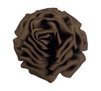 Oversized Silk Satin Rose Brooch for Women - 16cm Luxury Fabric Flower Large Lapel Pin, Wedding Party Jewellery Gift for Dresses, Suits & Banquets (Multi-Colour) (Brown)