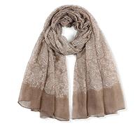 Oversized Silk Scarf Printing Scarf Basks In Cape Cashew Fashion Scarf Scarf Paris Tie Large Women Scarf Glitter Scarf (Khaki, One Size)