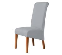 Oversized Spandex Stretch Parsons Dining Chair Slipcovers, Removable Washable Elastic Seat Protector for Kitchen Ceremony Banquet,Light Grey,8 pieces