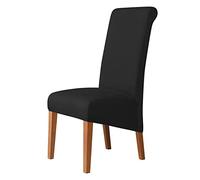 Oversized Spandex Stretch Parsons Dining Chair Slipcovers, Removable Washable Elastic Seat Protector for Kitchen Ceremony Banquet,Black,4 pieces