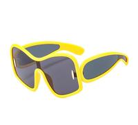 Oversized Square Punk One-piece Shield Sunglasses Women Men 2024 Vintage Big Frame Sun Glasses For Ladies Goggle,C3 Yellow Gray,141 * 152 * 65mm