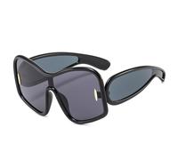 Oversized Square Punk One-piece Shield Sunglasses Women Men 2024 Vintage Big Frame Sun Glasses For Ladies Goggle,C1 black gray,141 * 152 * 65mm