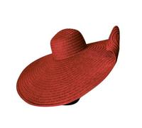 Oversized Straw Beach Hat for Women Extra Large Wide Brims 70cm/27.56in Roll Up Floppy Visor Hats Handmade Sun Hat Summer Foldable Beach Cap (UK, Alpha, One Size, Red)